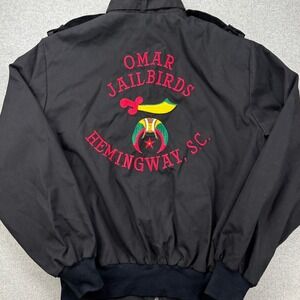 Vintage 80s Shriners Bomber Jacket Mens M Omar Jailbirds WestArk Made In USA